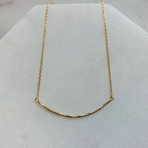 Delicate Gold Curved Bar Textured Necklace